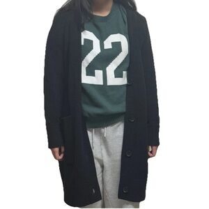 Everlane Relaxed Wool Knit V-Neck Black Sweater Dress Stretch. Pockets Size: XS